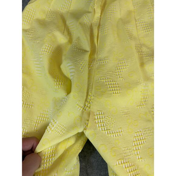Vintage 70s Bell Bottom Pants Womens S Yellow Paisley Flared Boho Hippie Disco - Picture 7 of 9